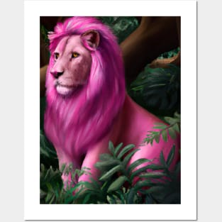 Pink Lion Posters and Art